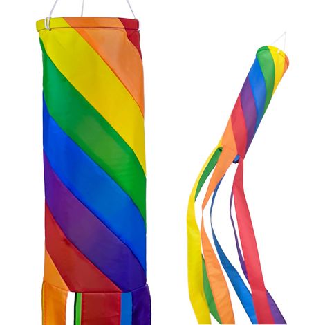 Manica a vento a spirale Rainbow da 88 cm Decorazione a vento sostenibile da appendere per esterni Giardino, veranda, terrazzo, patio (1/4)