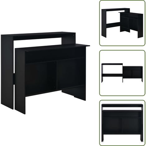 The Living Store Bartisch mit 2 Tischplatten Schwarz 130x40x120 cm - Stehtisch - Bartisch - Esstisch - Wohnzimmertisch - Holzwerkstofftisch (1/5)