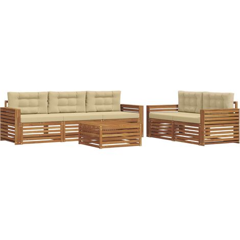 Set di divani da esterno 6 pz Naturale e Beige vidaXL (1/5)