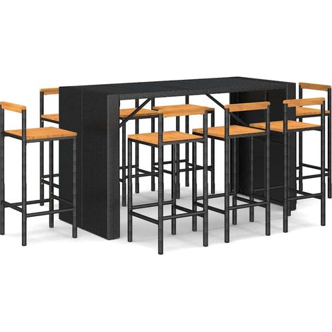 Maison Exclusive - Mesa bar y taburetes jardín 9 pzas madera acac (1/5)