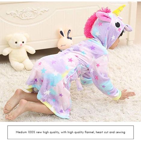 Pyjama enfant à capuche en flanelle avec motif animal, peignoir et serviette de bain pour enfants (1/2)