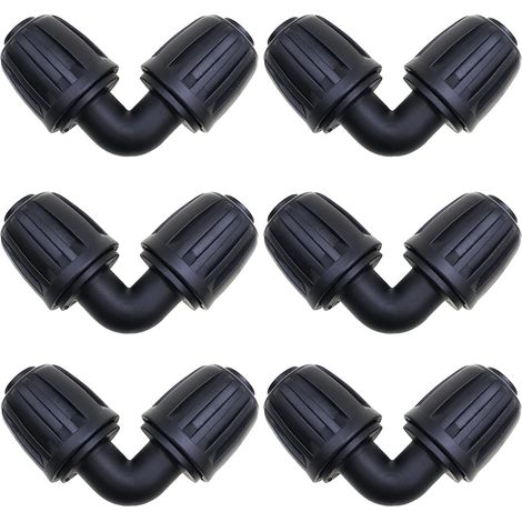 CCYKXA Bewässerungszubehör, 6-teiliges Winkelstück, 16-mm-Bewässerungsanschluss, Gartenschlauchverbinder, für PE-Schläuche zur Gartenbewässerung