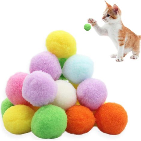 12 pompons et balles souples, jouet interactif multicolore (3 cm) (1/5)