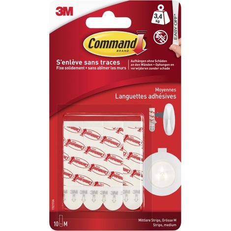 3M Command Strisce di ricambio per strisce di ricambio, taglia M, riceverete 1 confezione, contenuto della confezione: 10 pezzi (1/4)
