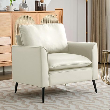Sessel aus Kunstleder mit Kissen für Wohnzimmer Weiß OKMYHOME (1/5)