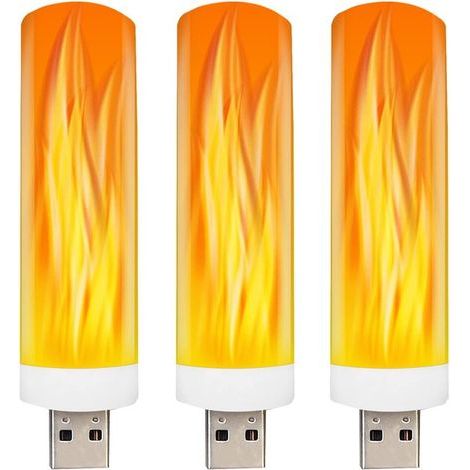 LED-Flammeneffektlampe – Flammenlampe – LED-Flamme – USB-Nachtlicht – 3er-Pack – Realistischer 360°-Flackerflammeneffekt – Sicher und hitzebeständig – Für den Innen- und Außenbereich geeignet (1/5)