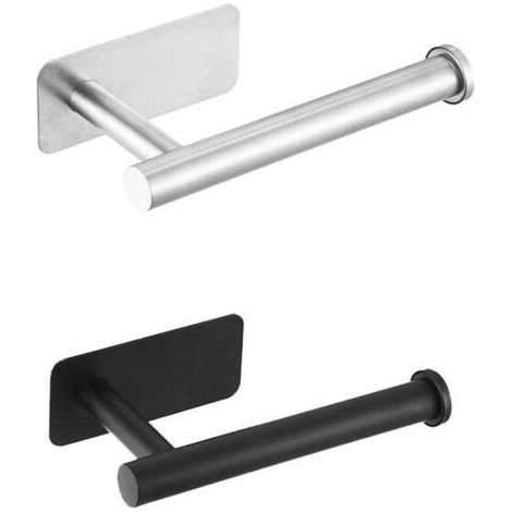 2 Stück Wand-Toilettenpapierhalter, lochfreier Papierhandtuchhalter, selbstklebende quadratische Basis [Silber + Schwarz 16cm] (1/5)
