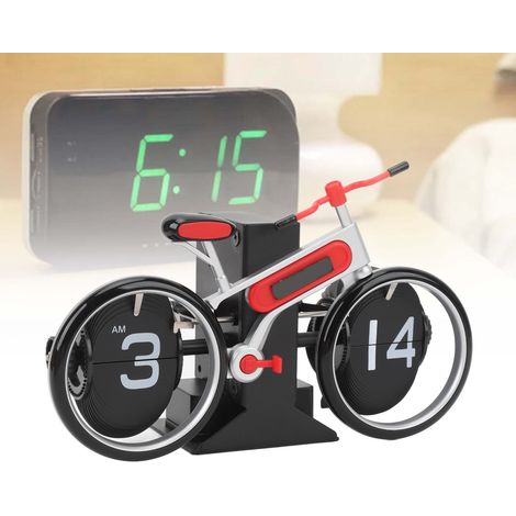 [Retro][Klappuhr] Mechanische Vintage-Fahrrad-Klappuhr – batteriebetrieben (2 AA-Batterien), rotes Design, Dekoration für Büro und Zuhause