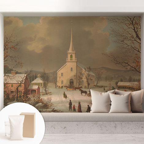 Carta Da Parati Non Tessuto - Con Colla Inclusa per Camera da Letto - Facile da Applica - Motivo decorativo Paesaggio invernale 208x146 cm (1/5)