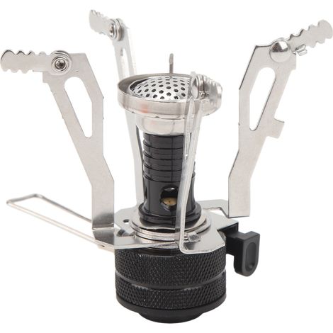 Réchaud de camping portable, mini réchaud de camping résistant au vent, réchaud de poche pour camping, pique-nique et randonnée, connecteur noir (1/5)