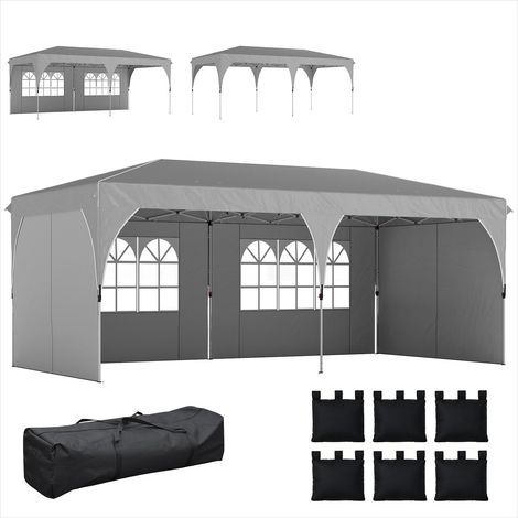 Store banne Tonnelle de jardin pliante 3 x 6 m pop-up avec parois (1/5)