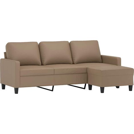 vidaXL Canapé à 3 places avec repose-pieds Cappuccino 180cm Similicuir (1/5)