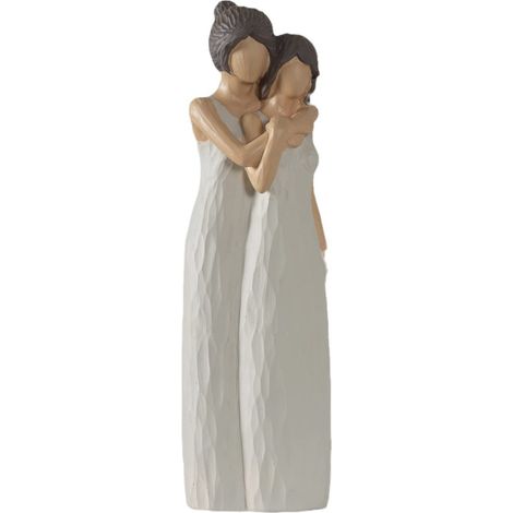 Figurine Mere Fille - Résine Blanc Crème - 17,8 cm - Décoration Intérieure - Cadeau pour Maman ou Fille - 1 Pièce (1/5)