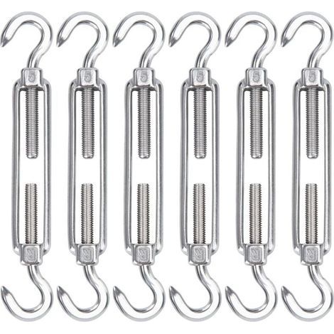 AIMOONSA M5 Edelstahl-Kabelspannschloss, 6er-Pack Drahtspannschlosshaken und -haken, verstellbarer Hochleistungsspannhaken und -haken für Seilkabeldrahtwäsche, Netz für Sonnenschutzinstallation (1/5)
