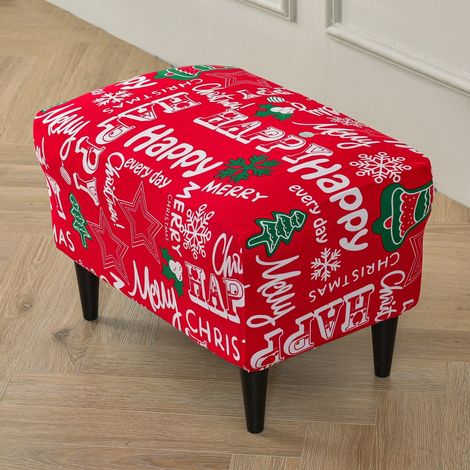 Sollbry Funda rectangular elástica antideslizante para puf, lavable y extraíble, para salón y dormitorio (Navidad roja) (1/5)