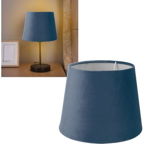 Abat-jour conique velours – Compatible E14/E27 – Décoration élégante – pour chambre et salon – bleu (1/5)