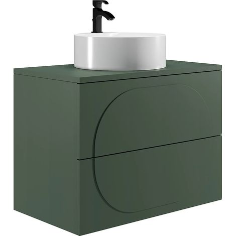 Mobile bagno sospeso con lavabo da appoggio rotondo - Verde - 80 cm - VUTOMA (1/5)