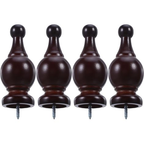 Embouts de Tringle à Rideaux et Ajustement Sécurisé en Bois Vintage pour Tringles de 28mm, Lot de 4 Pièces, Design Élégant pour Bureau et Chambre (1/5)