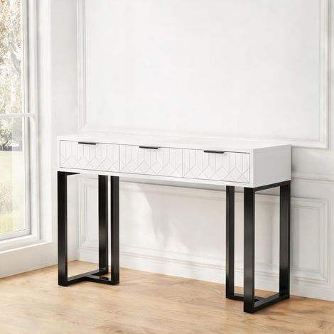 Table basse coloris noir blanc en MDF 120 x 36 x 80 cm (1/5)