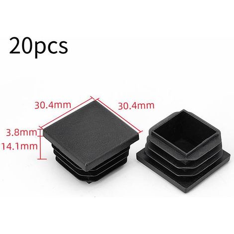 30x30 mm schwarze Kunststoff-Endkappe für Vierkantrohr, Kunststoffdüse für Vierkantrohr, Plattenkappe für Vollrohrende