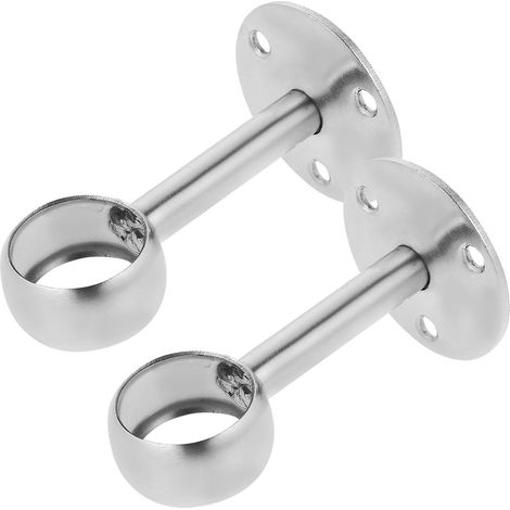 CRAFTHROU Lot de 2 supports de tringle à vêtements en acier inoxydable avec bride de fixation, design rond pour salle de bain (1/5)