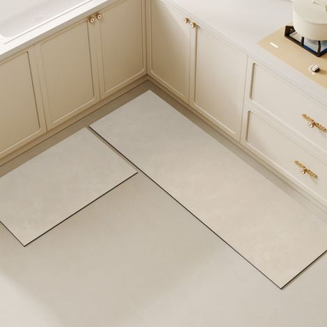 Thé au lait naturel 02 4060cm (Terre de diatomées) Tapis de sol professionnel uni pour cuisine, résistant à l'usure, en terre de diatomées, facile à nettoyer, absorbant et antidérapant. (1/5)