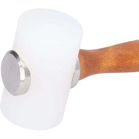 Marteau à sculpter le cuir en nylon, outil de maroquinerie fait main avec manche en bois (poignée jaune, double tête) (1/5)