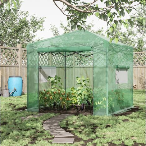 Serre de jardin pliable 238 x 178 x 240 cm avec porte et fenêtres enroulables vert foncé HAVRYA (1/4)