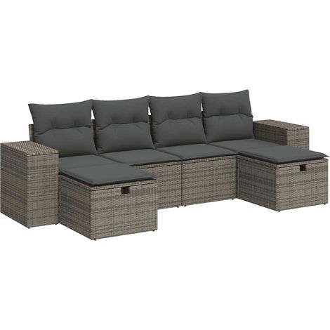 Maison Exclusive - 6-tlg. Garten-Sofagarnitur mit Kissen Grau Pol