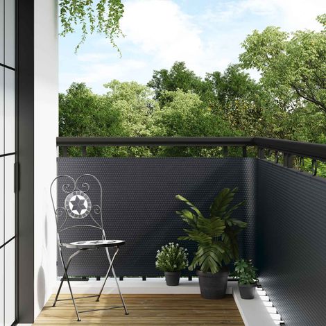 vidaXL Schermo da balcone Grigio Scuro 1000 x 80 cm polyrattan