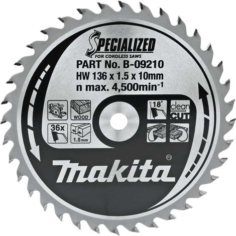 Makita - Lama per legno circolare, 136x10 mm, 36 denti B-09210