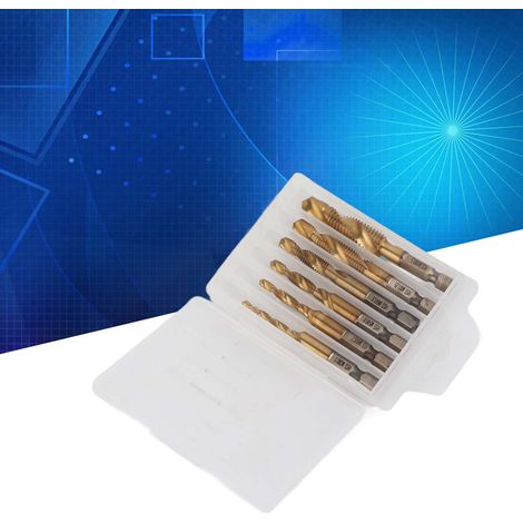 Jeu de tarauds intégrés de six pièces pour perçage et taraudage, machine à tarauder à queue hexagonale, jeu de tarauds composites plaqués titane (1/5)
