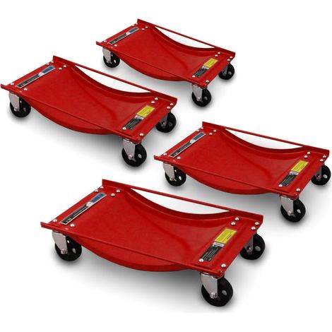 Bituxx 4 Stück Rangierhilfen Rangierroller Rangierheber für PKW Auto Anhänger belastbar bis 450 kg pro Rangierroller Rot