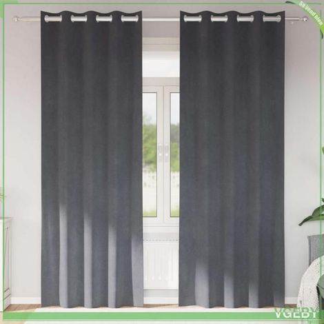 Rideaux occultants (lot de 2) - FAFEISY - Velours - Gris clair - 140 x 245 cm - Boucles en tissu (1/5)