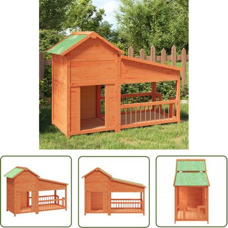 Vidaxl – Chenil en bois de pin massif marron 143x60,5x109 cm – Toit résistant à l'eau – Grande entrée pour accès facile – Pour chiens et petits animaux (1/5)