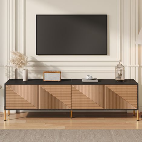 Mueble TV 170x35x46 cm blanco brillo con 4 puertas y cierre suave (1/5)