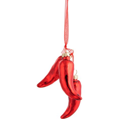 Pendagli per albero di Natale a forma di Peperoncino in vetro da 7 cm, set da 3 pezzi (1/4)