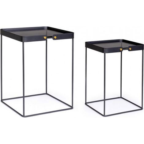Tavolini in Vetro Nero Stile Moderno da Interno - DAMON (1/5)