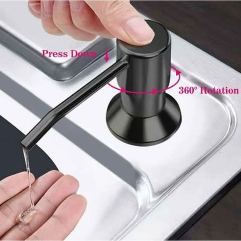 Distributeur de savon encastrable - - - Noir mat - Acier inoxydable - 350 ml (1/4)
