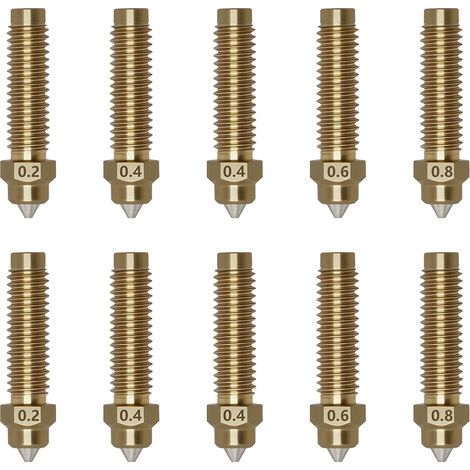 10PCS Buses pour Centauri/Centauri 2, Imprimante 3D Alliage de Cuivre en Acier Trempé Buses - 4PCS 0,4 mm, 2PCS 0,2 mm, 0,6 mm et 0,8 mm pour Carbon/Carbon 2 (1/5)