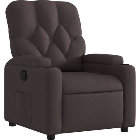 Fauteuil inclinable en tissu marron foncé