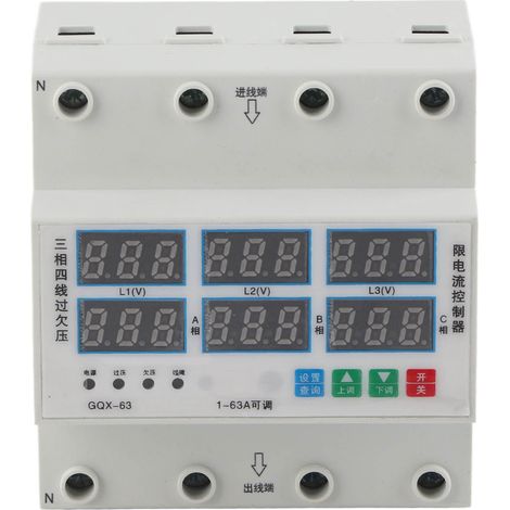 Compteur triphasé rail DIN 63A AC390-500V, voltmètre ampèremètre réglable, protection surtension sous-tension surintensité (1/5)
