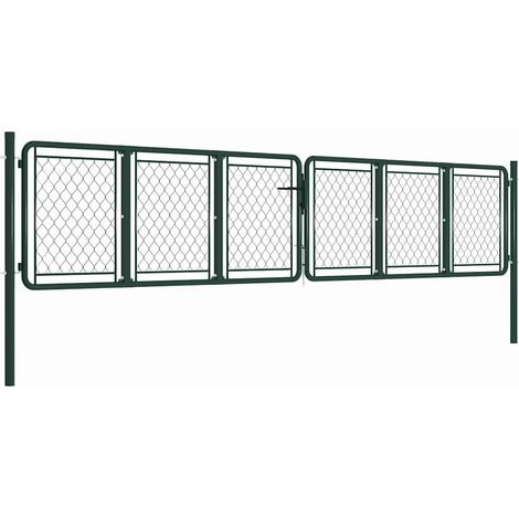 vidaXL Puerta de jardín de acero 400 x 75 cm verde (1/2)