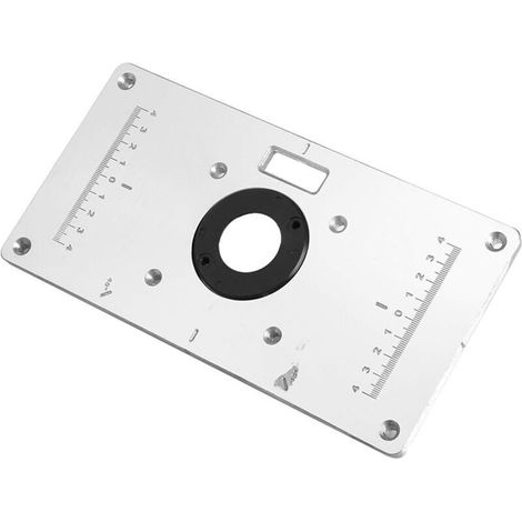 Piastra di inserimento per banco fresa – Alluminio anodizzato 235 x 120 x 8 mm con 4 anelli e viti inclusi – Adatta per falegnamerie