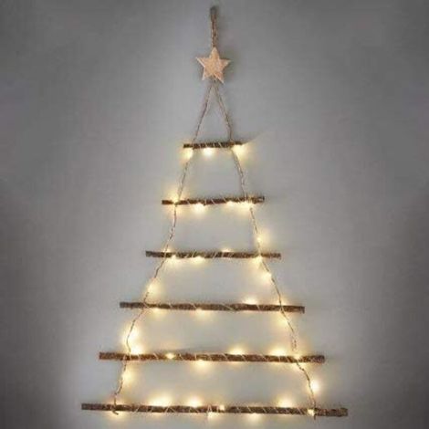 Reno – Pared de ramas iluminadas para la decoración del árbol de Navidad – 90 cm con 40 luces LED – Decoración de pared minimalista (1/2)