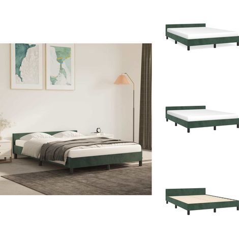 Bettgestell ohne Matratze Dunkelgrün 140x200 cm Samt - Samtbett - Doppelbett - Boxspringbetten - Bettsofa - Lattenrost (1/5)