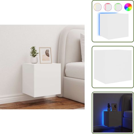 Meuble TV mural avec lumières LED blanc 40,5x35x40 cm - Meuble Tv Mural - Armoire Tv - Étagère Murale - Éclairage Led Rgb - Rangement Mural (1/5)