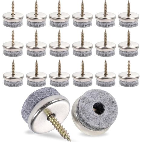32 Pièces Patin Chaise Feutre, 28mm Tampon Chaise a Visser Patin en Feutre avec Vis pour Chaise Meuble Carrelage en Céramique (Gris)