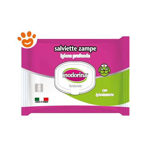 Inodorina Dog Salviette Funzionali per Zampe con Agente Igienizzante - Inodorina Dog Salviette Funzionali per Zampe con Agente Igienizzante - 40 Salviette