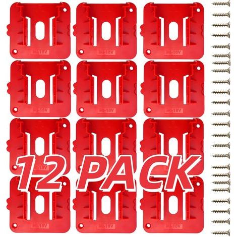 12 x Red Battery Holders for Milwaukee M18 18V Power Tool Battery (12 pieces, Milwaukee M18 battery holders) (1/5)